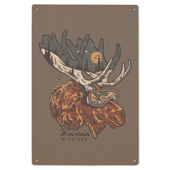 Iron Mountain, Michigan, Ski Birch Wood Wall Sign (6x9 Rustic Home Decor, Ready to Hang Art)