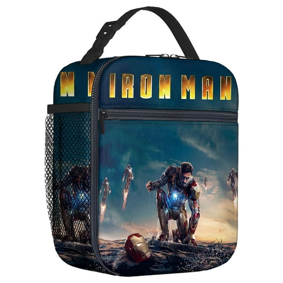 For Iron Movie Theme Man Insulated Lunch Box,8.66x4.33x10.24 inch Water Resistant Lunch Bag,Portable Reusable Lunch Bag Tote Suitable for Work,Picnic and Camping Trips