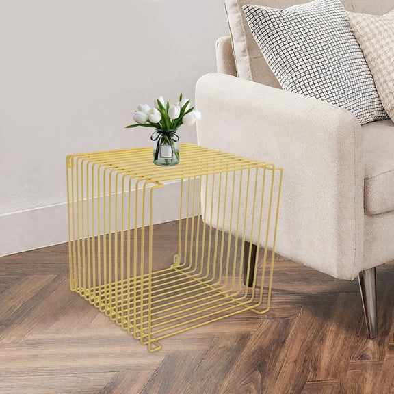 Iron Multi-Purpose Square Side Table Side Table Square Cage End Table 35*35*35cm for Living Rooms, Bedrooms, Balconies