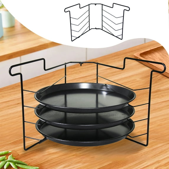 Iron Multifunctional Folding Food Preparation Rack, 14.3x8.8in, Pizza Rack for Kitchen Parties Family Gatherings