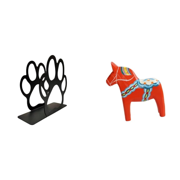 Iron Napkin Holder Paw Shaped Stand Swedish Dala Horse Figurine Handcrafted Design for Home Office Decor