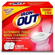 Iron OUT Automatic Toilet Bowl Cleaner Tablets - Repels Rust, Hard Water - 6 Count, White
