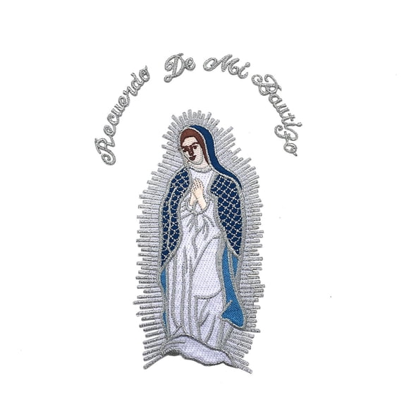 Iron On Embroidered Silver Gold Patch Virgin Mary Maria Guadalupe Mother of God