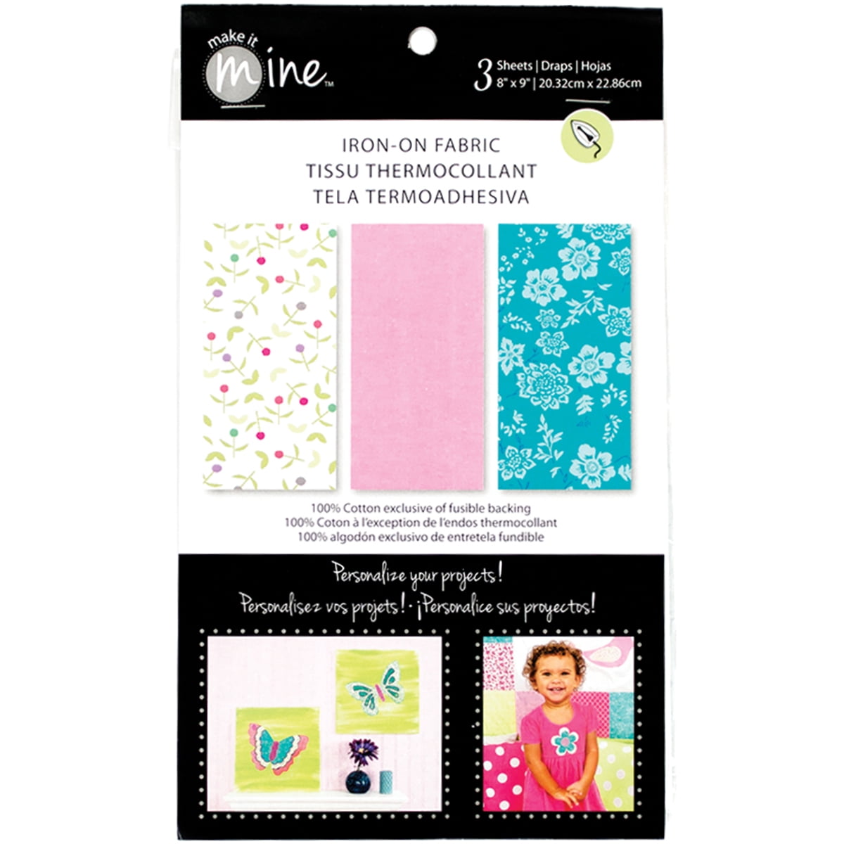 Iron-On Fabric Sheets 8"X9" 3/Pkg-Sweet, Pk 3, Fabric Editions ...