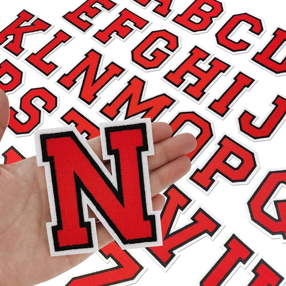 [Iron-On Letter Patches] 26 Fully Embroidered Iron-On Varsity Letter Patches (A to Z) for Apparel, Jackets, Bags, Hats - 3.1" Size