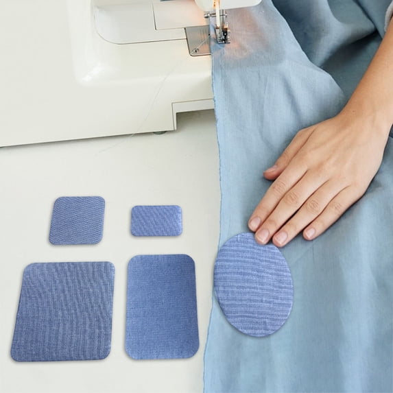 Iron-On Mending Fabric, Clothes Patches Iron-On Repair Kit, Iron On Patches for Clothes, Iron On Patches for Inside Jeans Fabric Kit, Jeans Knee, Pants, Clothing, Sky Blue