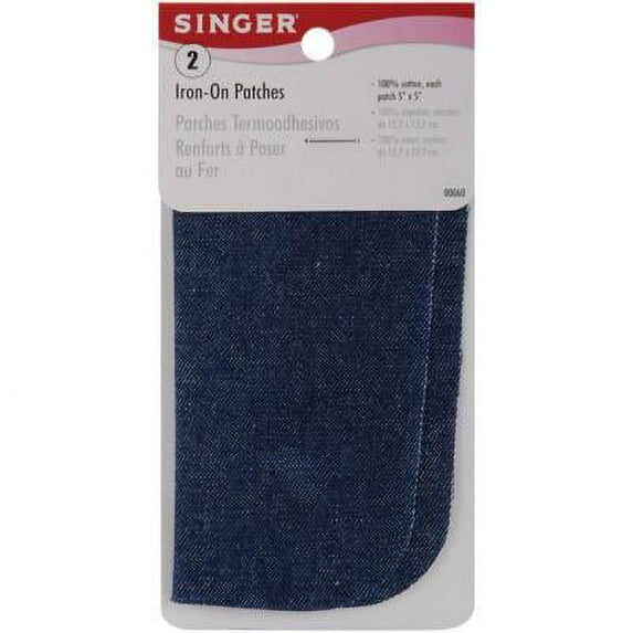 Iron-On Patches 5"X5" 2/Pkg-Denim