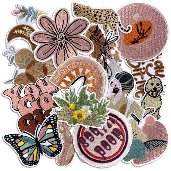 Iron On Patches, Cute Embroidery Applique Patch, DIY Decorative Heat Press Patches for Jeans Jackets Clothing Backpacks Hats (Boho4 12 Pcs)