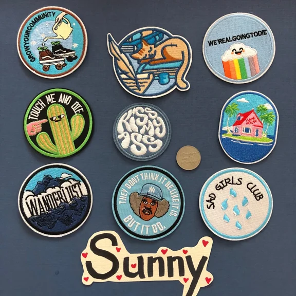 Iron On Sew On Cloth Patch Craft Diy Badge Fabric Patch Circle Touch Me Funny