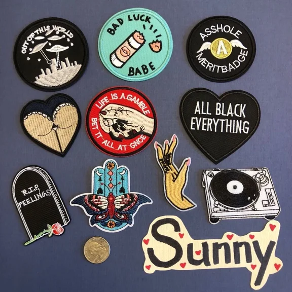 Iron On Sew On Cloth Patch Craft Diy Badge Fabric Patch Funny Bad Luck Hand Tomb