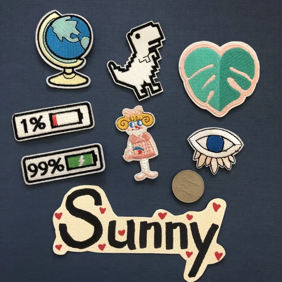 Iron On Sew On Cloth Patch Craft Diy Badge Fabric Patch Globle Dinosaur Alien