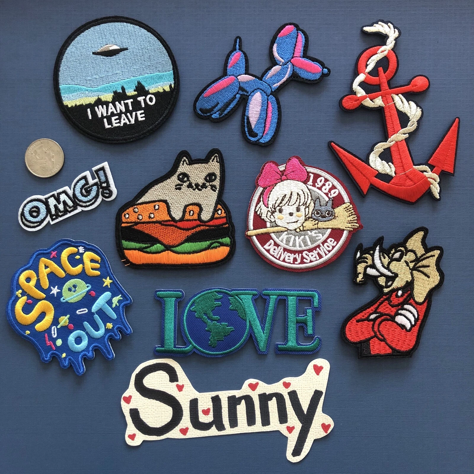 Iron On Sew On Cloth Patch Craft Diy Badge Fabric Patch Love Omg Dog Burger