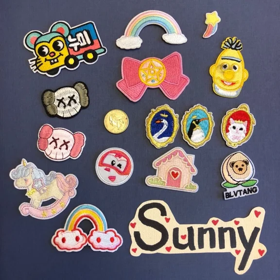 Iron On Sew On Cloth Patch Craft Diy Badge Fabric Patch Rainbow Face Cross House