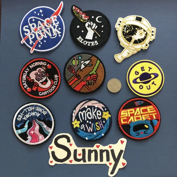 Iron On Sew On Cloth Patch Craft Diy Badge Fabric Patch Space Nasa Rocket Ship