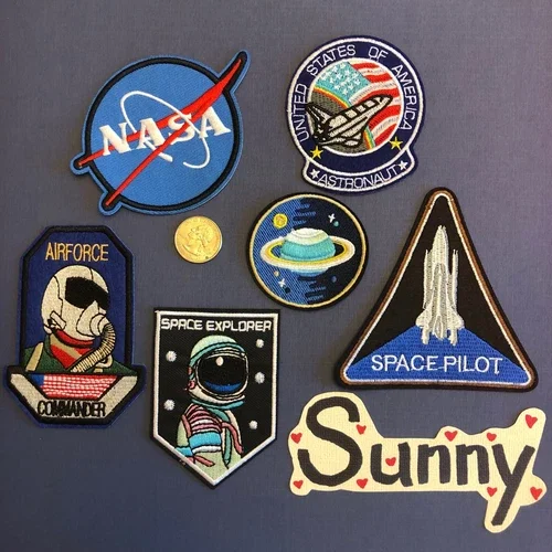 Iron On Sew On Cloth Patch Craft Diy Badge Fabric Patch Space Pilot Moon Nasa