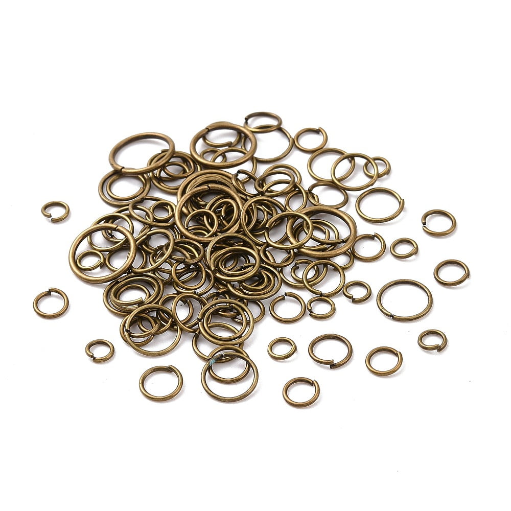 Iron Open Jump Rings Round Mixed Size Bronze 4~10x0.7~1mm 18~21 Gauge diy