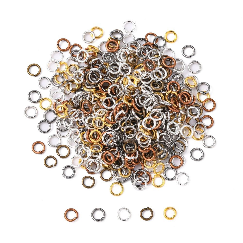 Iron Open Jump Rings Round Mixed color 4x0.7mm 21 Gauge Inner Diameter: 2.6mm 12000pcs/500g
