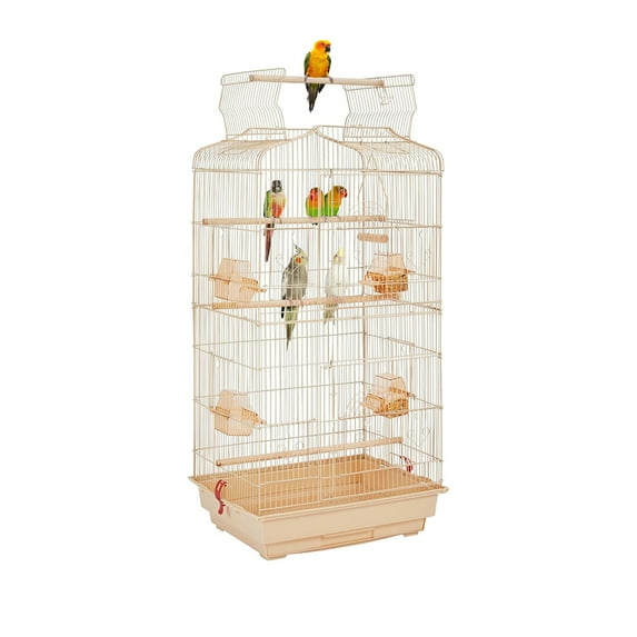 Iron Open Top Birdcage, Parakeet Cage Medium Small Parrot Cage for Lovebirds, Cockatiels, Quaker Parrot, Small Parrot, Budgies, Finches, 41inch