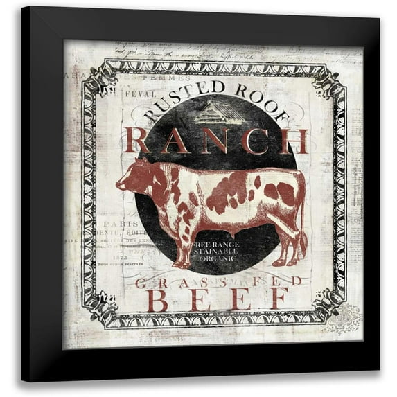 Iron Orchid Designs 20x20 Black Modern Framed Museum Art Print Titled - Vintage Farm II