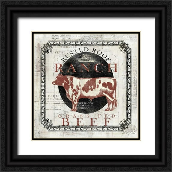 Iron Orchid Designs 26x26 Black Ornate Wood Framed with Double Matting Museum Art Print Titled - Vintage Farm II