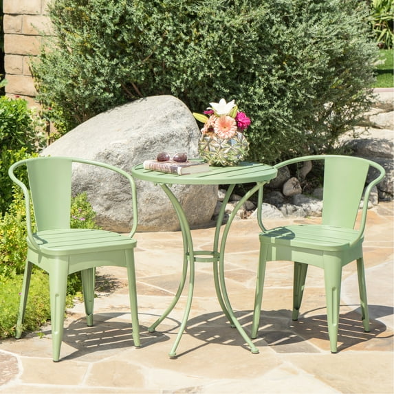 Iron Outdoor Bistro , 3 Pc Kd Metal, Water-, 18" Wide Chairs & Table Metal Outdoor, Iron, 24.27" Deep Chairs, 30" High
