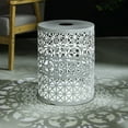 thumbnail image 1 of Iron Outdoor Patio Side Table with Solar Powered Light, White, 1 of 6