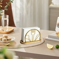 Iron Paper Towel Holder and Napkin Dispenser Storage Rack, Simple Modern Organizer for Kitchen Counter and Bathroom, Multi-Purpose Shelf for Small Spaces(Gold)