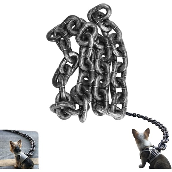 Iron Paw Chain Leash, Fake Chain Dog Leash, Plastic Imitating Iron Chains Lightweight Big Chain Leash for Small Dog/Cat Photo Props, 4.9/9.8ft (A#-M, 4.9ft)