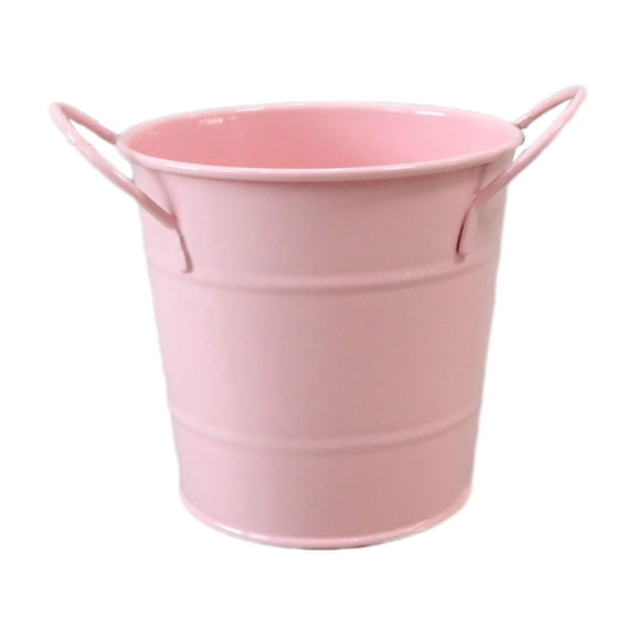 Iron Pen Holder Double Ear Bucket | Mini Flower Pot for Desk Storage | Durable Waterproof Decorative Iron Planter for Succulents & Small Tools | Versatile Home Organizer Pink