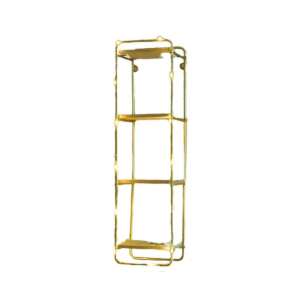 Iron Pilaster Shelf, Living Room Bathroom Wall Basket - Gold (Without Lamp)