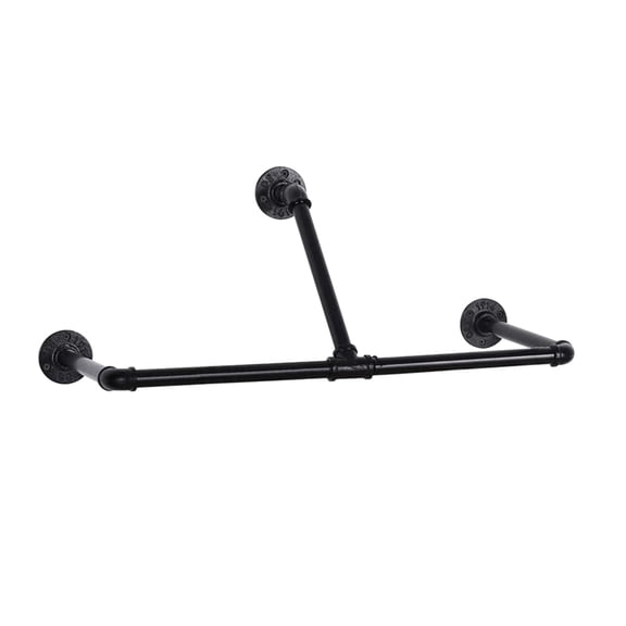 Iron Pipe Clothes Rack Wall Mounted Hanging Rod Coat Display T Bar Multi Purpose