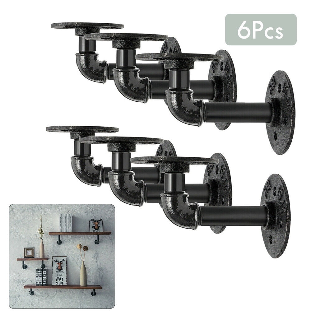Iron Pipe Industrial Wall Mounts Shelf Holder Bracket Wood Floating