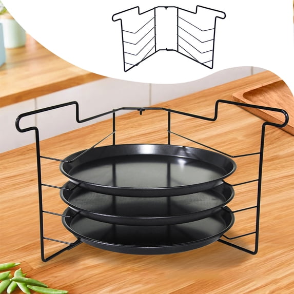 Iron Place Pizza Rack, 14.3x8.8in Folding Multifunctional, for Kitchen Parties Family Gatherings Food Preparation