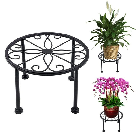 Iron Plant Stand, Metal Flower Pot Holder, Heavy Duty Small Flower Pot Display Rack with Rust Resistant Coating, 300 Pound Load Capacity, Stable Four Leg Design, 23cm Diameter, 12cm Height