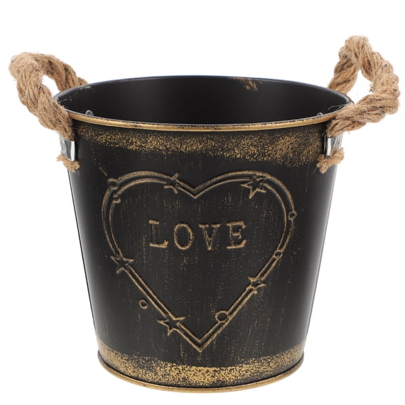 HOMEMAXS White Iron Planter with Handle for Storage Suitable for Home Office and Balcony Decoration 6.3