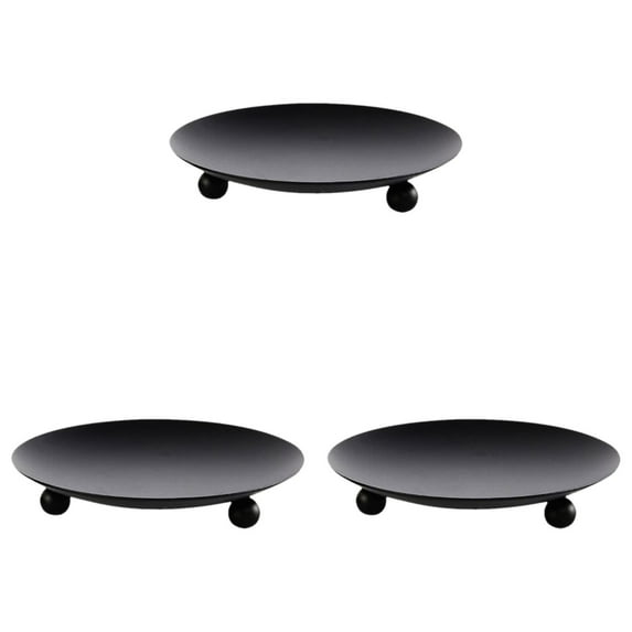 Iron Plate Candle Holder, Gold Candle Holders, Decorative Iron Pillar Candle Holder, Candle Stand For Wax Candles Candle Holder Set Of 3,Decor Candle Holder Centerpiece Candle Plate Fall Decor