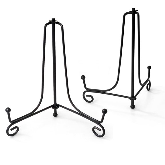 Iron Plate Stands for Display, Foldable Book Holder & Easel Stand for Sign, Versatile Poster Stand and Small Plate Stand for Home Decor, Art, Photo Frame, Card, Crystal Display (12 inch (2Pcs))