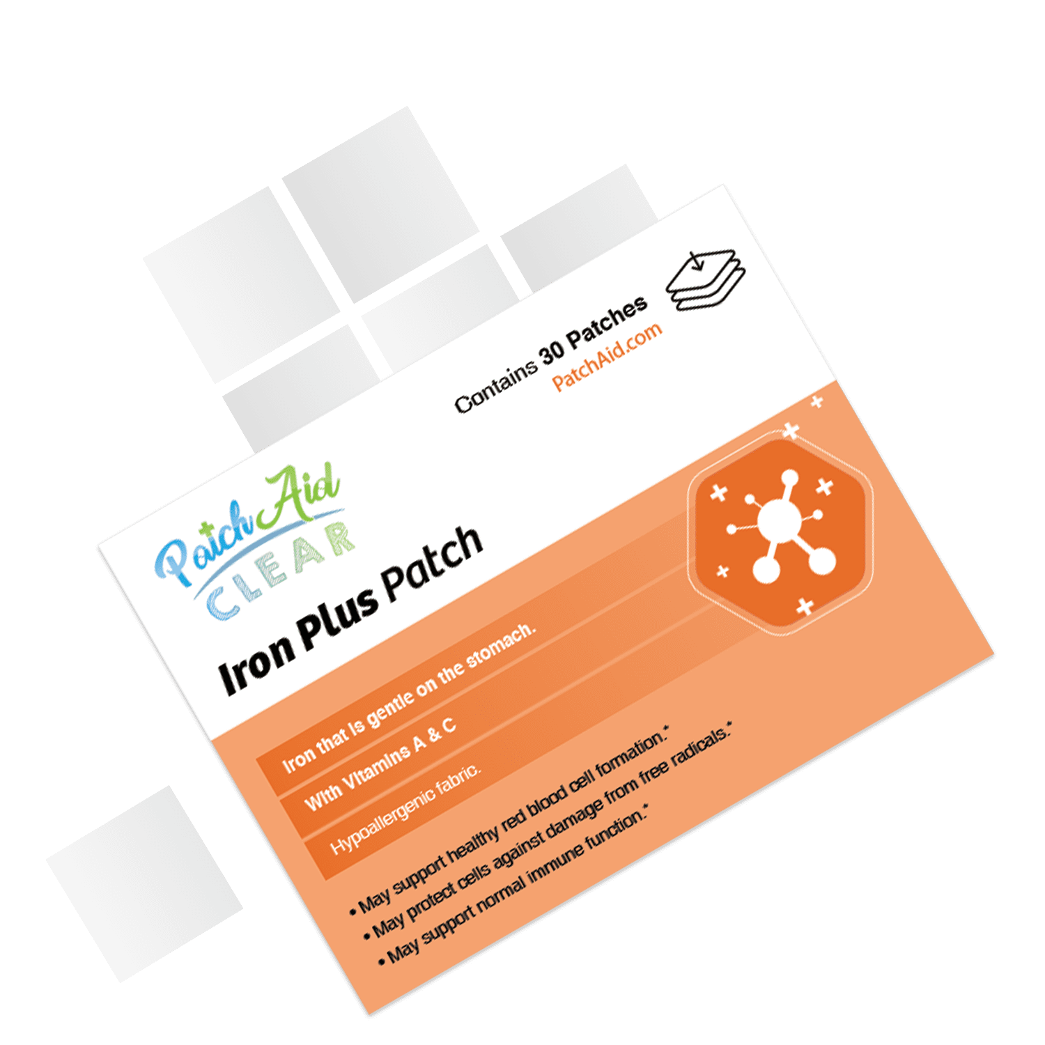 Iron Plus Vitamin Patch by PatchAid Color: Clear, Size: 1-Month Supply 
