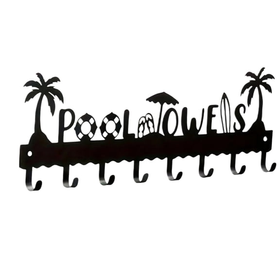 Iron Pool Hook Wall Mount Storage Rack for Pool Equipment and Tool Hanging Organization for Skimmer Pole Vacuum Head and Brush 16x5Inch