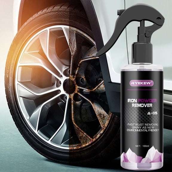 Iron Powder Remover Multi-Purpose Car Wheel Rust Remover, Paint Rust Spots Cleaner 100ml, Fast Acting Water-Based Derusting Spray for Metal Surfaces