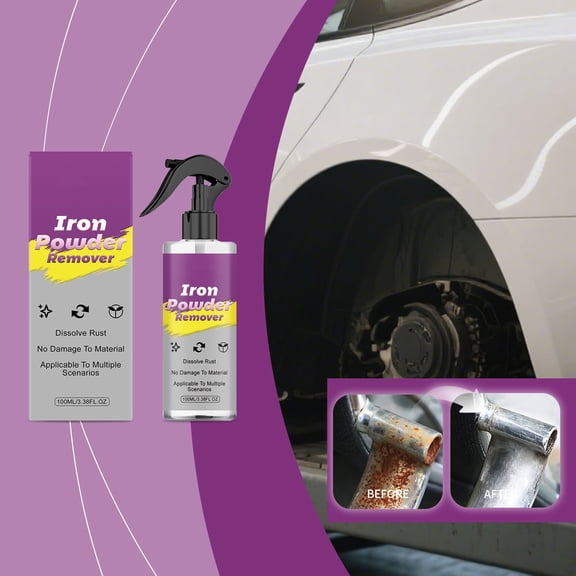 Iron Powder Remover Spray 100ml Car Surface Rust Dissolver Auto Parts Stain Cleaner Quick Restoration Solution Non Damaging Vehicle Detailing Care