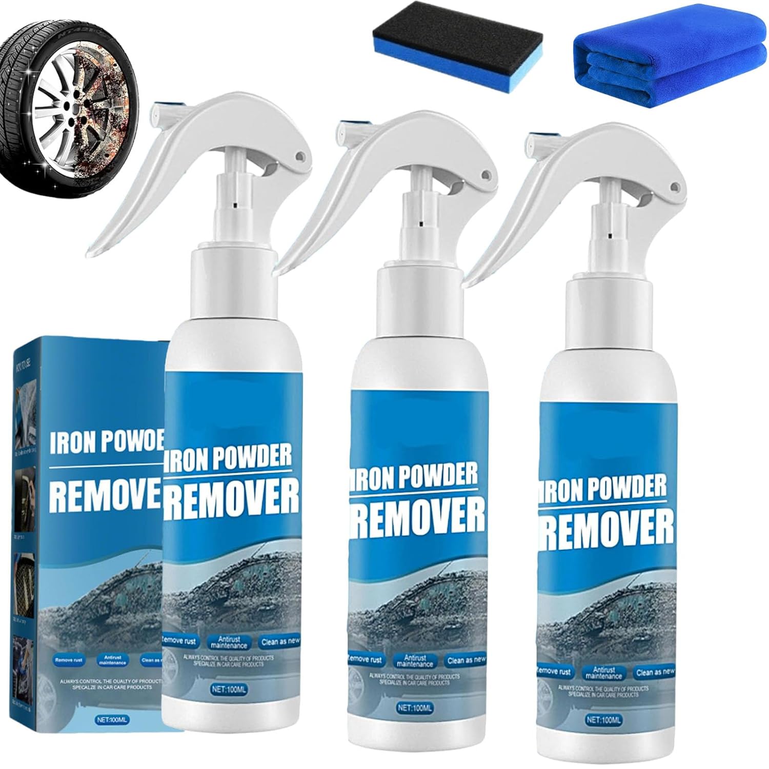 Fast Over Spray Iron Powder Remover Spray, Multi-Functional Quick-Acting Rust Removal ...