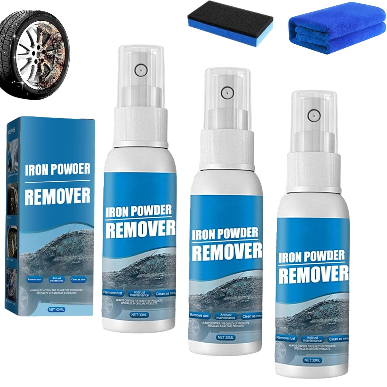 Fast Over Spray Iron Powder Remover Spray, Multi-Functional Quick-Acting Rust Removal ...