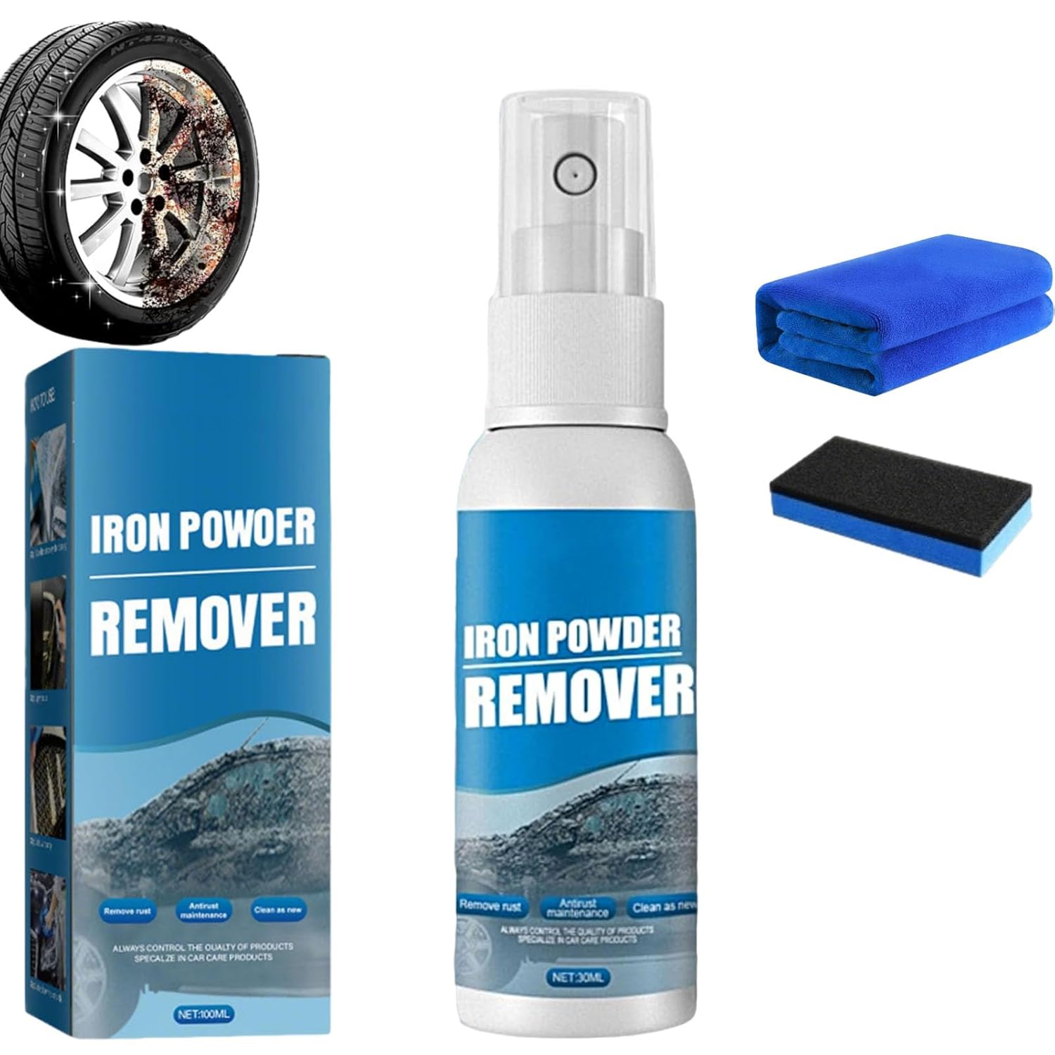 Fast Over Spray Iron Powder Remover Spray, Multi-Functional Quick-Acting Rust Removal ...