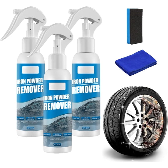 Iron Powder Remover Spray Quick-Acting Rust Removal Spray For Car Wheels Metal Surfaces Tools Hardware Iron Stain Cleaner 100ml(3Pcs)