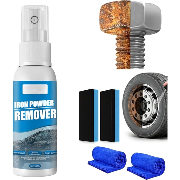 Iron Powder Remover Spray – Quick-Acting Rust Removal Spray for Metal, Tools, Cars, Wheels & Chains | Paint-Safe Formula with Protective Wax Coating | Multi-Purpose Rust Dissolver & Preventer