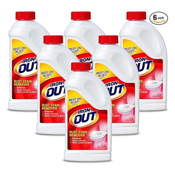 Iron OUT Powder Rust Stain Remover, Remove and Prevent Rust Stains in Bathrooms, Kitchens, Appliances, Laundry, and Outdoors, 1 Pound 12 Ounce, Pack of 6