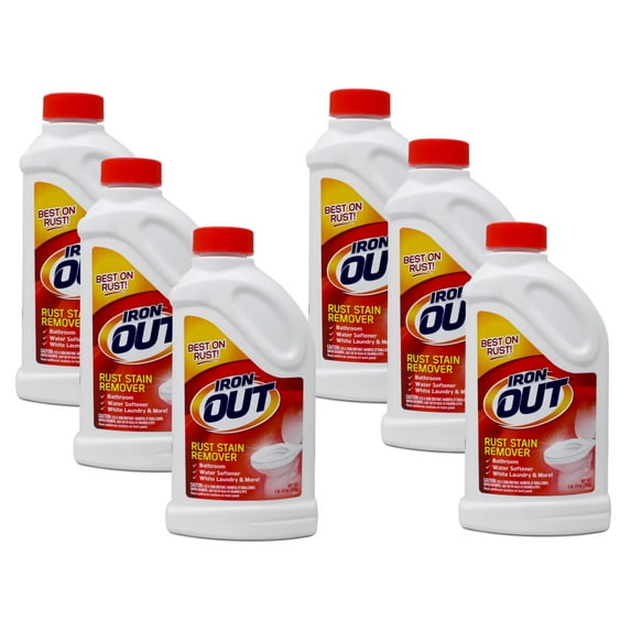 Iron OUT Powder Rust Stain Remover, Remove and Prevent Rust Stains in Bathrooms, Kitchens, Appliances, Laundry, and Outdoors, 1 Pound 12 Ounce, Pack of 6