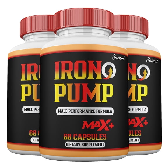Iron Pump MAX+ Capsules, Iron Pump MAX+ ed Pills, Male Supplement with Maximum Strength (3 pack)