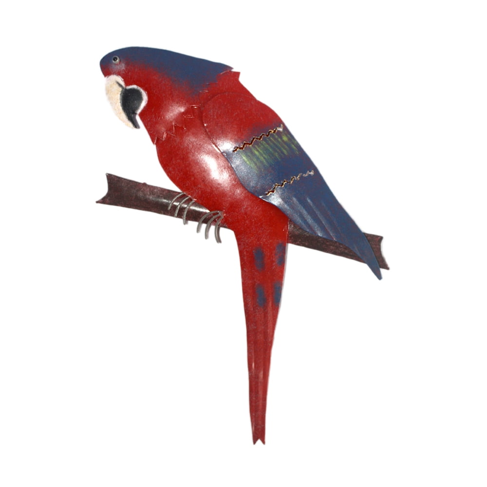 Handmade Red Parrot Metal Wall Decor Figurine
